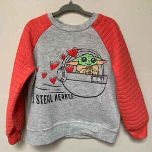 Star Wars Baby Yoda Valentine Sweatshirt Cozy Fleece Size 3T